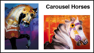 Full color photographs of Carousel Horses